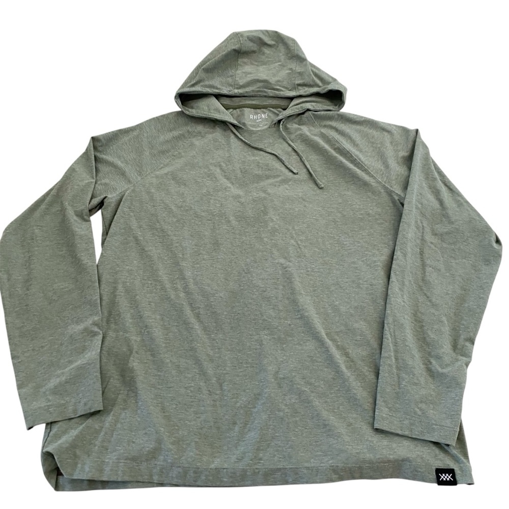Rhone Reign Hooded Long Sleeve Shirt Moisture Wicking Lightweight sage Green XL